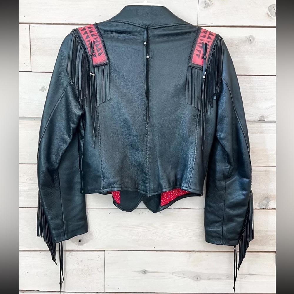 Handmade Wilderness Wayne Nashville Cowboy Leather Jacket Black Fringe sz S - Picture 9 of 12